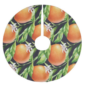 Waterverf Sinaasappels: Citrus naadloos patroon Kerstboom Rok