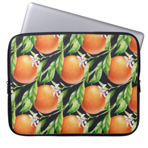Waterverf Sinaasappels: Citrus naadloos patroon Laptop Sleeve