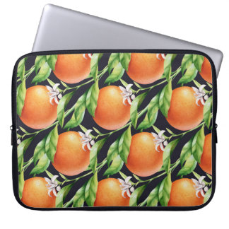 Waterverf Sinaasappels: Citrus naadloos patroon Laptop Sleeve