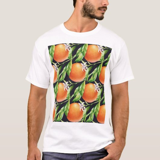 Waterverf Sinaasappels: Citrus naadloos patroon T-shirt (Voorkant)