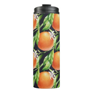 Waterverf Sinaasappels: Citrus naadloos patroon Thermosbeker