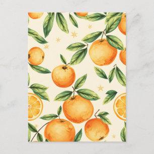 Waterverf Sinaasappels Citruspatroon Briefkaart