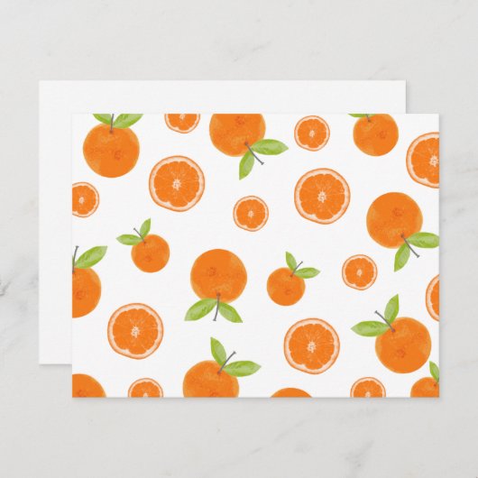 Waterverf Sinaasappels Citrusvruchten Notitiekaartje (Voorkant / Achterkant)