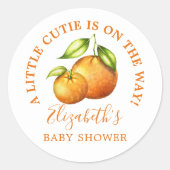 Waterverf Sinaasappels Een klein Baby shower Cutie Ronde Sticker (Voorkant)