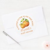 Waterverf Sinaasappels Een klein Baby shower Cutie Ronde Sticker (Envelop)