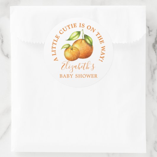 Waterverf Sinaasappels Een klein Baby shower Cutie Ronde Sticker (Tas)