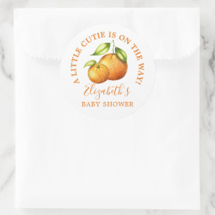 Waterverf Sinaasappels Een klein Baby shower Cutie Ronde Sticker