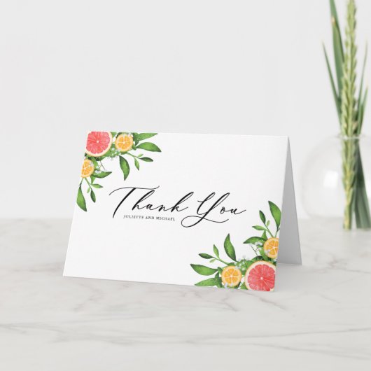 Waterverf Sinaasappels en grapefruits Bouquet Bedankkaart (Voorkant)