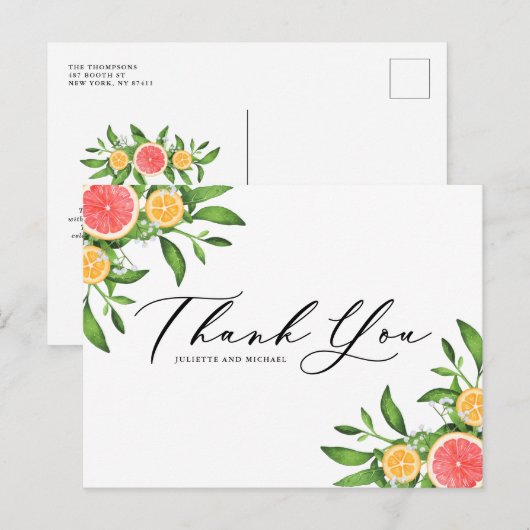 Waterverf Sinaasappels en grapefruits Summer Harte Briefkaart (Voorkant / Achterkant)