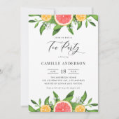 Waterverf Sinaasappels en Grapefruits Tea Party Kaart (Voorkant)