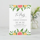 Waterverf Sinaasappels en Grapefruits Tea Party Kaart (Staand voorkant)