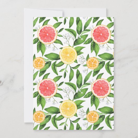 Waterverf Sinaasappels en Grapefruits Tea Party Kaart (Achterkant)