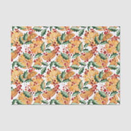 Waterverf Sinaasappels en kerst met gedroogde bess Tissuepapier