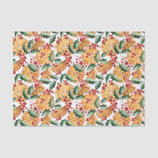 Waterverf Sinaasappels en kerst met gedroogde bess Tissuepapier (Voorkant)