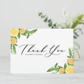 Waterverf Sinaasappels en Lemons Summer Wedding Bedankkaart (Staand voorkant)