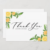 Waterverf Sinaasappels en Lemons Summer Wedding Bedankkaart (Voorkant / Achterkant)