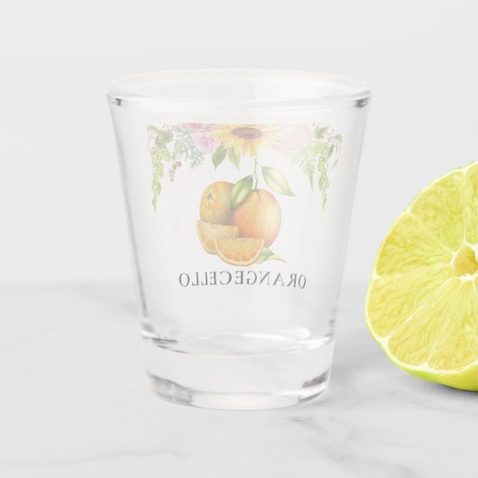 Waterverf Sinaasappels Floral Greenery Orangecello Shot Glas (Achterkant)