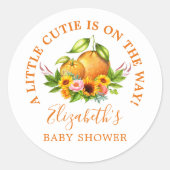 Waterverf Sinaasappels Floral Little Cutie Baby sh Ronde Sticker (Voorkant)