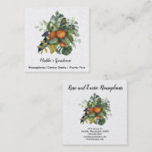 Waterverf sinaasappels florale toedieningsvorm vierkante visitekaartje (Voorkant / Achterkant)