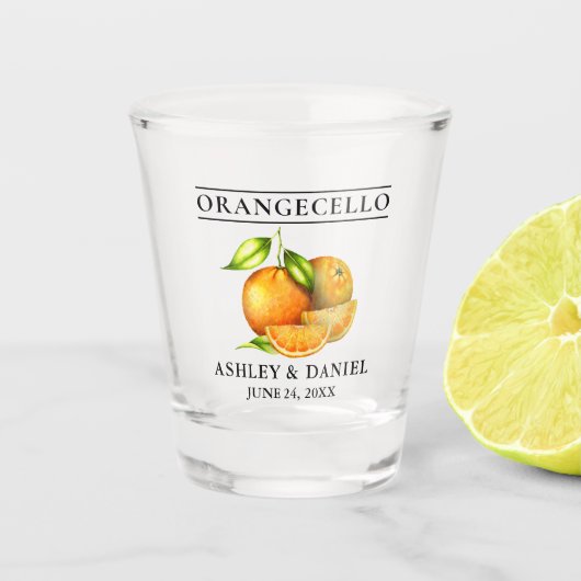 Waterverf Sinaasappels Greenery Wedding Orangecell Shot Glas (Voorkant)