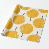 Waterverf sinaasappels handgeschilderd cadeaupapier (Uitgerold)