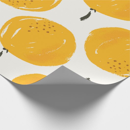 Waterverf sinaasappels handgeschilderd cadeaupapier (Hoek)