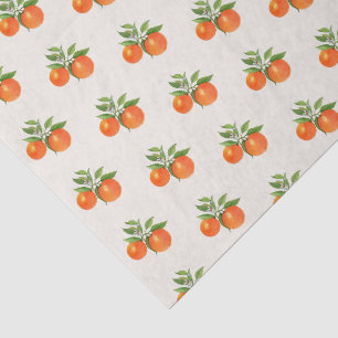 Waterverf sinaasappels in vintage stijl op ecru tissuepapier