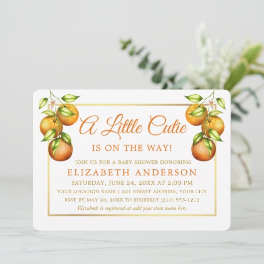 Waterverf Sinaasappels Kleine gouden strop Kaart (Staand voorkant)