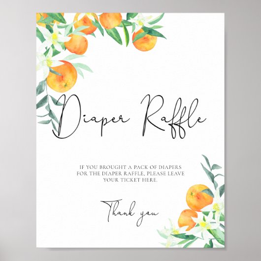 Waterverf sinaasappels luier raffle poster (Voorkant)