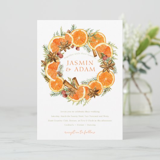 Waterverf Sinaasappels Mediterraan Citrus Huwelijk Kaart (Staand voorkant)