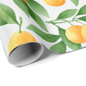 Waterverf sinaasappels of tangerines cadeaupapier (Rol Hoek)