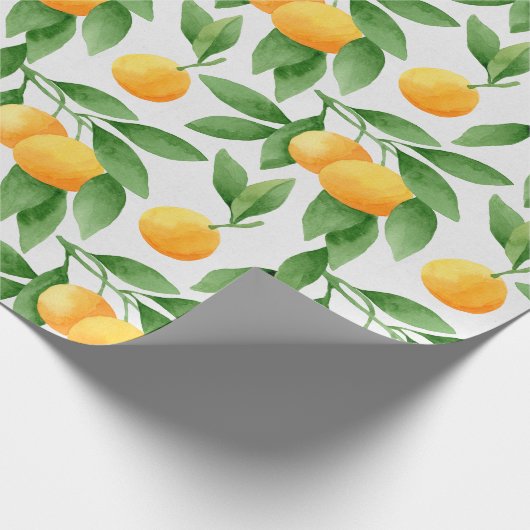 Waterverf sinaasappels of tangerines cadeaupapier (Hoek)