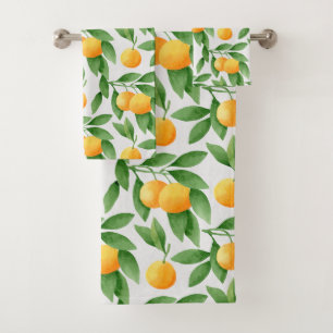Waterverf sinaasappels of tangerines patroon bad handdoek