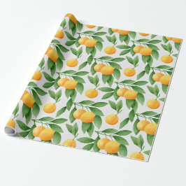 Waterverf sinaasappels of tangerines patroon cadeaupapier