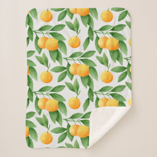 Waterverf sinaasappels of tangerines patroon sherpa deken