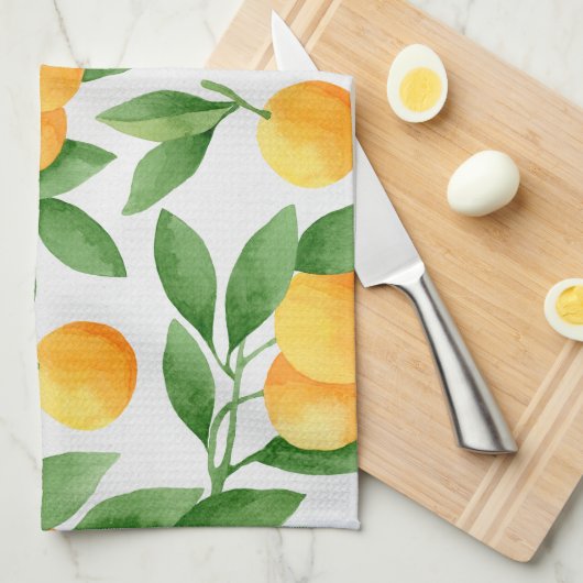 Waterverf sinaasappels of tangerines patroon theedoek (Quarter Fold)