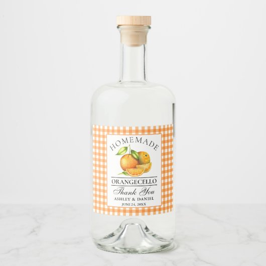 Waterverf Sinaasappels Orangecello Wedding Bedankt Likeurfles Etiket (Voorkant)