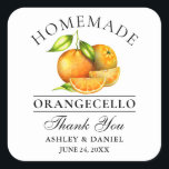 Waterverf Sinaasappels Orangecello Wedding Bedankt Vierkante Sticker<br><div class="desc">Elegant Waterverf Sinaasappels Homemade Orangecello Wedding Dank je wel</div>