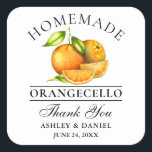Waterverf Sinaasappels Orangecello Wedding Bedankt Vierkante Sticker<br><div class="desc">Elegante Waterverf Sinaasappels zelfgemaakte orangecello bruiloft dank u Stickers</div>