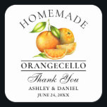 Waterverf Sinaasappels Orangecello Wedding Bedankt Vierkante Sticker<br><div class="desc">Elegante Waterverf Sinaasappels zelfgemaakte orangecello bruiloft dank u Stickers</div>