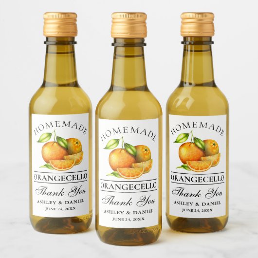 Waterverf Sinaasappels Orangecello Wedding Bedankt Wijn Etiket (Flessen)