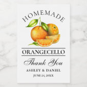 Waterverf Sinaasappels Orangecello Wedding Bedankt Wijn Etiket (Enkel label)