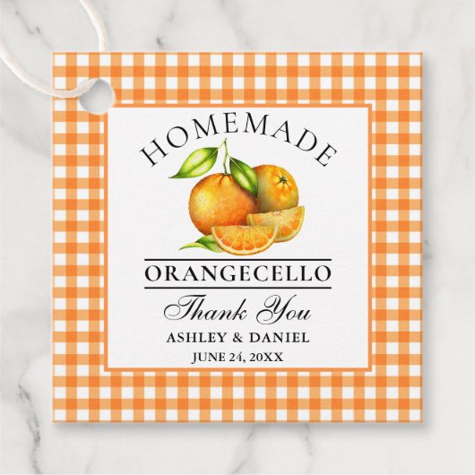 Waterverf Sinaasappels Orangecello Wedding Harteli Bedankjes Labels (Voorkant)