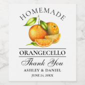 Waterverf Sinaasappels Orangecello Wedding Harteli Wijn Etiket (Enkel label)