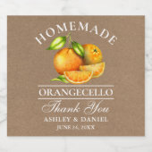Waterverf Sinaasappels Orangecello Wedding Kraft Likeurfles Etiket (Enkel label)