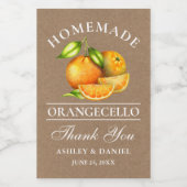 Waterverf Sinaasappels Orangecello Wedding Kraft M Wijn Etiket (Enkel label)
