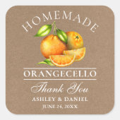 Waterverf Sinaasappels Orangecello Wedding Kraft Vierkante Sticker (Voorkant)