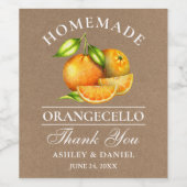 Waterverf Sinaasappels Orangecello Wedding Kraft Wijn Etiket (Enkel label)
