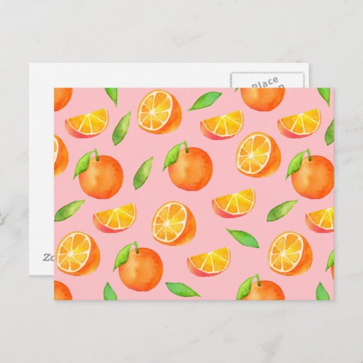 Waterverf Sinaasappels Patroon Briefkaart (Voorkant / Achterkant)