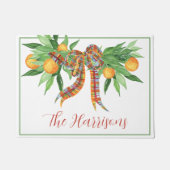 Waterverf Sinaasappels Plaid Bow Christmas Deurmat (Voorkant)